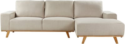 NORA - Hoekbank - Beige - Linkszijdig - Polyester