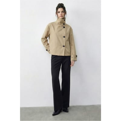 Korte Mandarijnkraag Trenchcoat