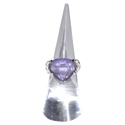 Ring met Swarovski-kristallen in paars rhodiummetaal