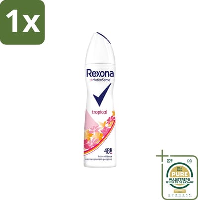1 x Rexona - Deodorant Spray - Motion Sense - Tropical - Anti-Transpirant & Perspirant - 150ml- Anti-transpirant - Zweetvermindering - Deodorant - Tropische Geur - 48 Uur Bescherming