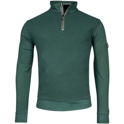 Baileys Trui Half Zip Front Back Jacquard Doubleface Donker Groen / male