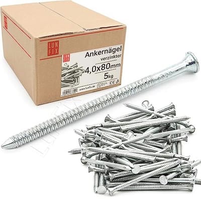 Verzinkte Ankernagels 4,0 x 80 mm - 5 kg | Houten Spijkers voor Bouwprojecten | Groefnagels en Draadpennen voor Timmerwerk