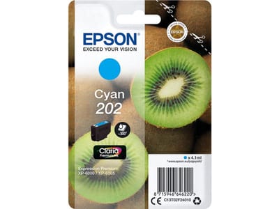 Epson 202 - 4.1 ml - cyaan - origineel - blister - inktcartridge - voor Expression Home XP-202; Expression Premium XP-6000, XP-6005, XP-6100, XP-6105