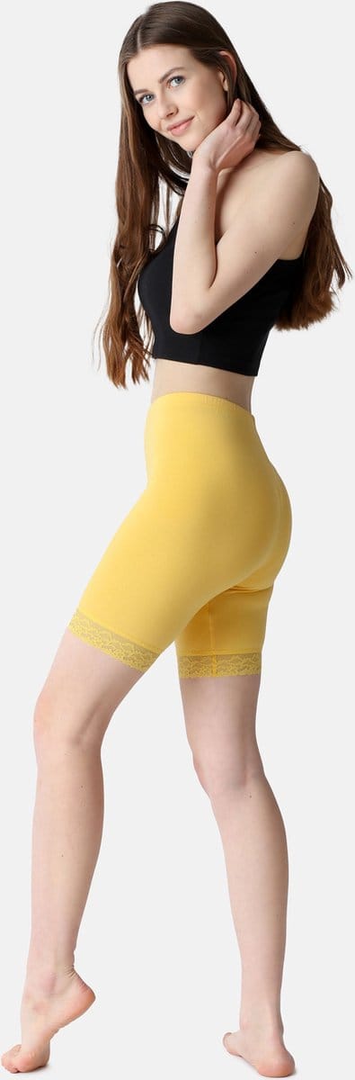 Bellivalini BLV-BLV50-216-LE Dames Leggings - Sport - Vrijetijdsbroek - Kort - Viscose - Sporbroek - Yogabroek - Geel - XS