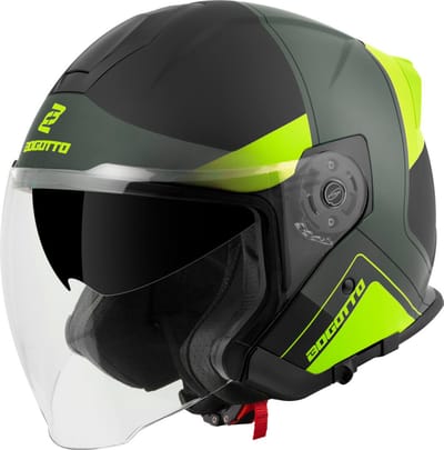 Bogotto H586 City-B Zwart Groen Geel Jethelm - Helm