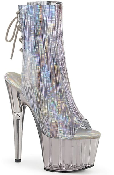 Pleaser - ADORE-1018HCT Plateau Laarzen, Paaldans schoenen - Paaldans schoenen - 35 Shoes - Zilverkleurig
