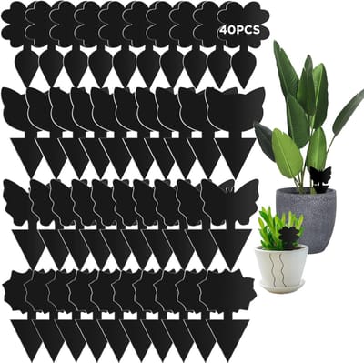 40 stuks vliegenval, zwarte plaatjes kleverige insectenval, tegen rouwmuggen, bladluizen, nematoden, witte vliegen en mineervliegen, premium sticker vliegenval (zwart)