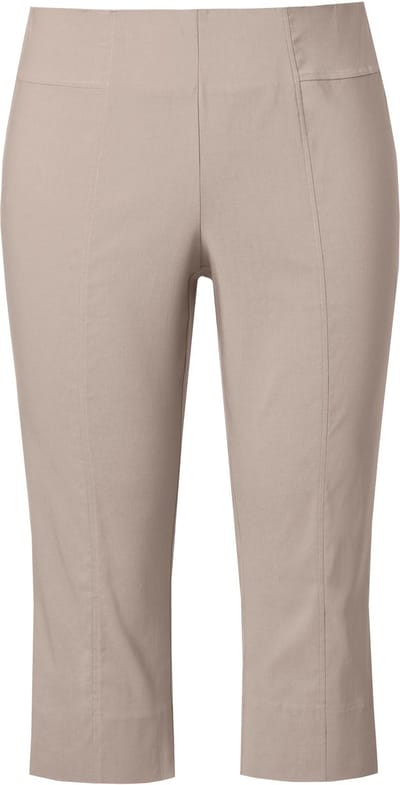 Ulla Popken - Dames - Bengaline capri zeer elastisch kreukvrij - Cement - Maat 44