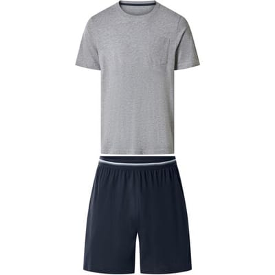 ESMARA MEN Korte heren pyjama (Grijs/donkerblauw, S)
