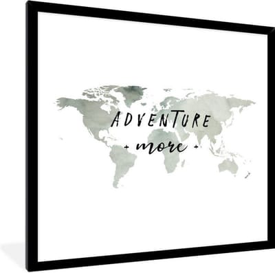 Poster in lijst - Fotolijst 40x40 cm - Posters - Wereldkaart - Quote - Aquarel - Posterlijst zwart - Decoratie - Wanddecoratie woonkamer - Muurdecoratie slaapkamer