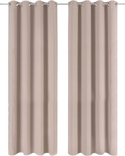 White-Label Gordijnen Kant en Klaar met Haakjes - Gordijn voor Gordijnroede - Verduisterend - Beige