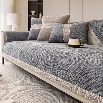Chenille Sofahoes Effen Kleur Vier Seizoenen Universele Sofa Handdoek Antislip Bankkussen voor Woonkamerbanken Beschermhoes 70x210cm 1pcs