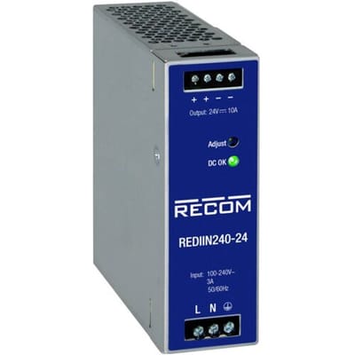 RECOM REDIIN240-24 DIN-rail netvoeding 24 V 10 A 240 W Aantal uitgangen:1 x Inhoud 1 stuk(s)