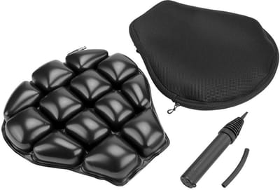 Dailygoods- Motorzadelkussen met verstelbare riemen - Motorzitkussen - Robuuste gesp - Opblaasbaar - Zwart - Eenvoudig te reinigen