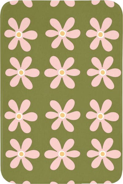 Badmat 60x90 cm - Antislip - Bloem - Modern - Groen - Badmatten voor badkamer - Badkamermat - Douchemat - Badkamer mat