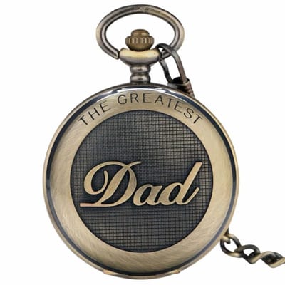 Fako - Zakhorloge - Pocket Watch - XXL - The Greatest Dad - 47mm - Bronskleurig