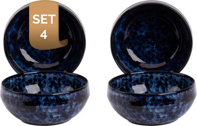 Palmer - Bama Blue - Schaal - Kom - 4 stuks - 65 cl - ø 15 cm - Blauw - Stoneware - Bordenset