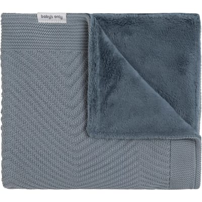 Baby's Only Wiegdeken Grace teddy - Baby deken gemaakt uit katoen en acryl - Visgraatmotief - Herfst en winter deken - 2.4 TOG - 70 x 95 cm - Nordic Blue