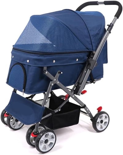 Huisdier Kinderwagen - Hondenwagen Kattenwagen - Reizen met Huisdier - Opvouwbaar Met Mand - Tot 25 kg - Grijs