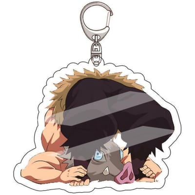 Anime Demon Slayer Acryl Sleutelhanger Tanjiro Kamado Nezuko Zenitsu Agatsuma Inosuke Hashibira Hanger Bedel 4 STuks Verzameling Mooi Cadeau 55mm gray