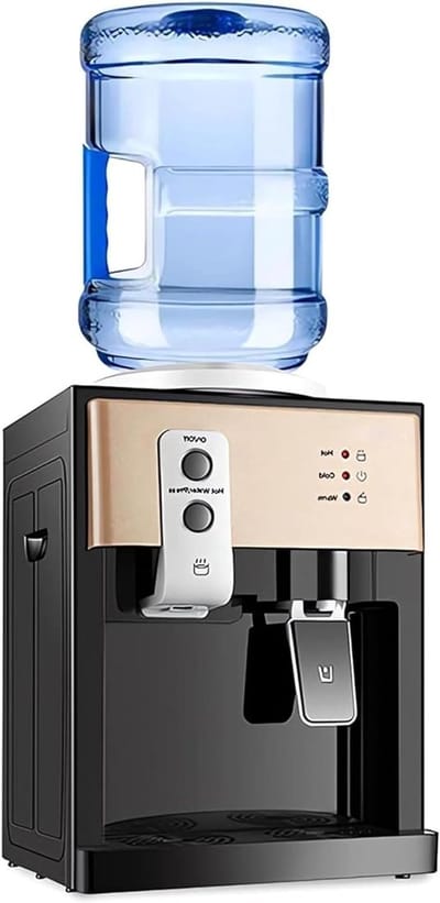 Waterdispenser Aanrecht - Waterkoeler Thuis - Direct Water Gebruik - Warm Koud Water - 189 Liter Fles - Champagne Goud