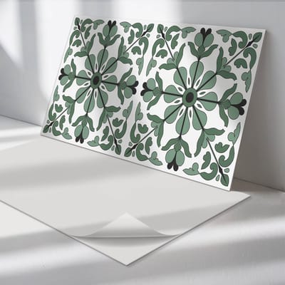 Wallfluent Vinyl Wandpaneel - Plantenpatroon met symmetrie Zelfklevend Wandpaneel - 100 cm x 50 cm - Groente PVC wandpaneel - Set van 1 - Rechthoekig Wandbekleding Vinyl - Texturen Wandpaneel - PVC Muurpaneel - Wandpaneel Keuken en Badkamer