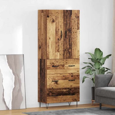 vidaXL - Highboard - 2 - st - Oudhout - 69,5 - x - 34 - x - 180 - cm - Bewerkt - hout