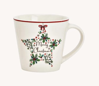Vrolijk kerstmok met steer wit, (B/H/D) 13x9x9cm 340ml