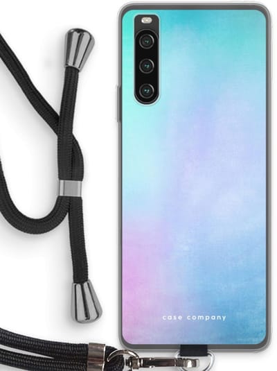 Case Company® - Hoesje met koord geschikt voor Sony Xperia 10 IV hoesje met Koord - Mist pastel - Telefoonhoesje met Zwart Koord - Bescherming aan alle Kanten en Over de Schermrand