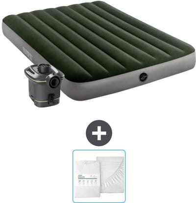 Intex Luchtbed - Twijfelaar - 137 x 191 x 25 cm - Groen - Inclusief pomp en Hoeslaken