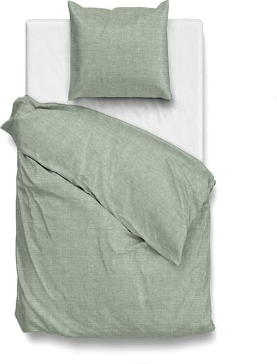 Zohome Dekbedovertrek Lino - Effen Bedlinnen - 140x220 - Groen - Dekbedhoes van 100% Katoen