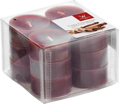 Trend Candles geurtheelichtjes/waxinelichtjes - 12x - kaneel geur - 4 branduren -transparante cup