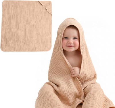 Hooded Baby Handdoek van Muslin, Persoonlijk en Zacht voor Pasgeborenen, Ideaal voor Bad en Verzorging, Absorberend en Warm, Geschikt voor 0-18 Maanden