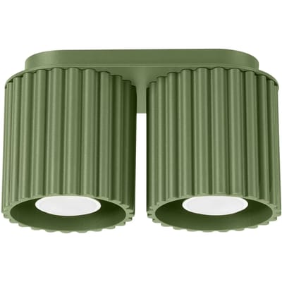 Sollux Lighting Plafondlamp Aura - GU10 - olijfgroen - aluminium - 21x10x12cm