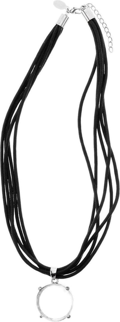 Behave ketting – zwart waxkoord met transparante ronde hanger