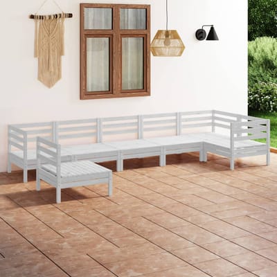 vidaXL - 7-delige - Loungeset - massief - grenenhout - wit