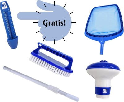 Complete Zwembad Onderhoud Set Starter – 100cm Steel – Schoonmaakset voor Opzet- en Inbouwzwembad – Schepnet – Chloordrijver – Thermometer – Borstel – Basis Reinigingspakket voor Helder en Hygiënisch Zwemwater – Ideaal voor Starter Zwembadonderhoud