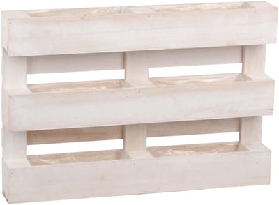 UNUS® Wandplantenbak pallet hout 3 rijen 6 bakken 60 cm wit