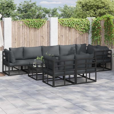 vidaXL - Tuinbank - Set - 8 - st - Zwart - Aluminium