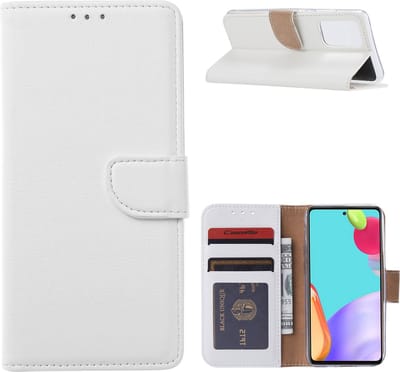 Hoesje Geschikt Voor Samsung Galaxy A52 hoesje Wit - Hoesje Geschikt Voor Samsung Galaxy A52 5G bookcase met Pasjeshouder
