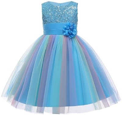 Dailygoods- Prinsessenjurk Pailletten - Mouwloos - Ronde Kraag - Knielang - Leeftijd 2-13 Jaar - Polyester/Katoen - Ritssluiting - Feestjurk