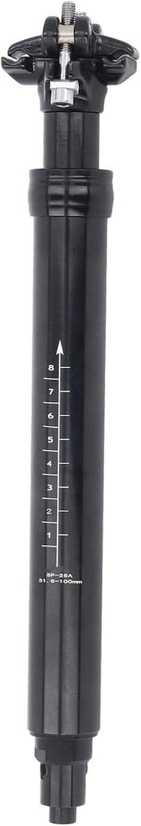 Verstelbare Zadelpen - Fiets Zadelpen - Comfortabel Fietsen - Interne Hydraulische Routing - 31.6mm 100mm - Zwart