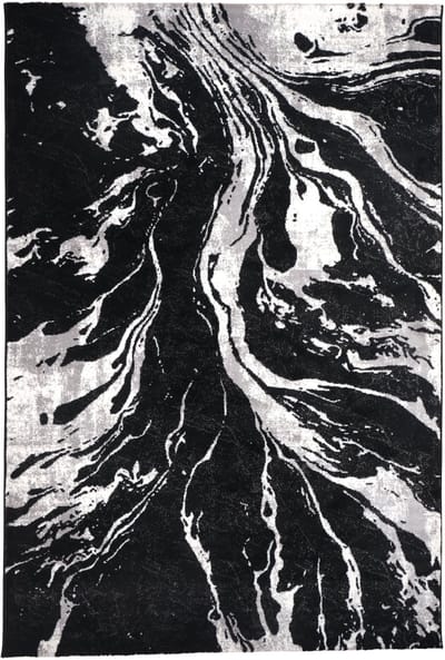 Blanca Vloerkleed – Laagpolig Abstract Marmerlook – Zwart/Grijs – 240x330 cm