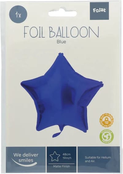 Folat - Folieballon Ster Mat Blauw - 48 cm