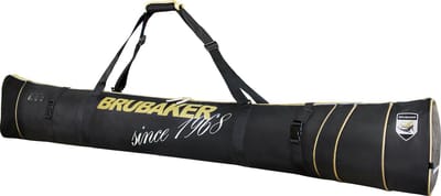 BRUBAKER Carver Pro Grenoble Edition - Skitas - Voor 1 paar Ski's & Stokken - Gevoerd - Zware Kwaliteit - Scheurvast - Skihoes - Verstelbare draag/schouderbanden- 190 cm -Zwart/Goud