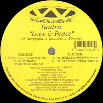 12 inch Plaat TANTRIC - Love & Peace WR1249 Waako Records 1996 VS Dance & Electronica Gebruikt