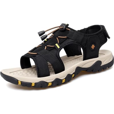 Modieuze Outdoor Sportsandalen voor Mannen Casual Leren Schoenen Slippers Nieuwe Zomer Veelzijdige Ademende Strandschoenen 47 zwart