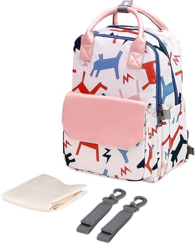 Luierrugzak - Babytas Mama tas - Babyverzorging Onderweg - Lichtgewicht Waterdicht Nylon - 36 cm Hoog - Pony Print