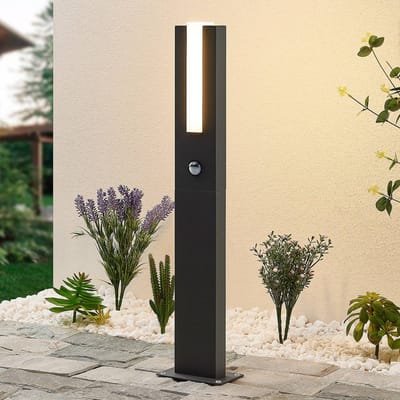 Lucande - Padverlichting, zuillampen - 1licht - aluminium, kunststof - H: 65 cm - grafietgrijs, opaalwit - Inclusief lichtbron