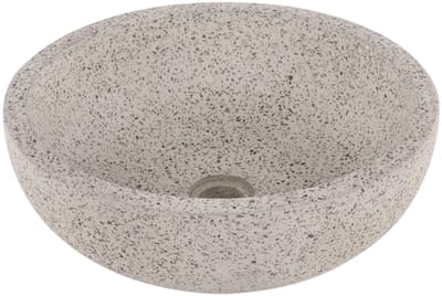 Differnz Terrazzo waskom - 40x40x15cm - rond - terrazzo - mat wit/zwart